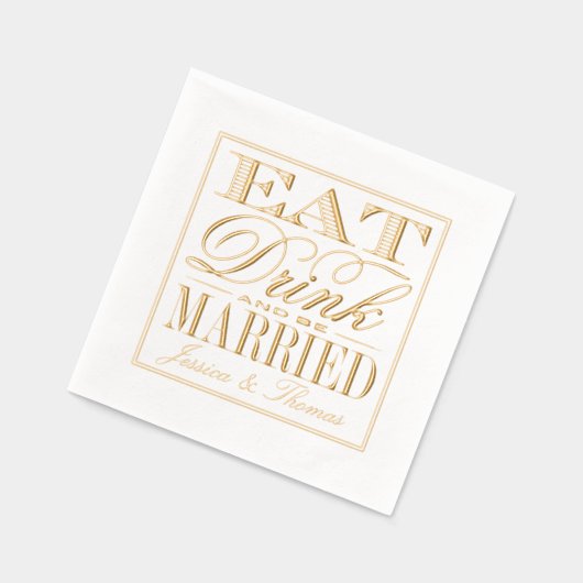 Essen, trinken & Verheiratete moderne Typografie H Servietten Mit Folie (Links)