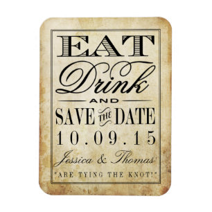 Essen, trinken & Verheiratete Vintage Hochzeit Magnet
