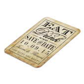 Essen, trinken & Verheiratete Vintage Hochzeit Magnet (Linke Seite)