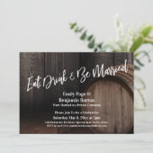 Essen, trinken & Verheirateten Holzhacken Empfang Einladung (Stehend Vorderseite)