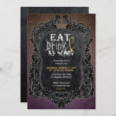 Essen und Beängstigendes Halloween-Party Vintag Einladung (Vorne/Hinten)