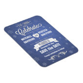 Essen und feiern Winterblau Save the Date Magnet (Rechte Seite)