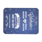 Essen und feiern Winterblau Save the Date Magnet (Horizontal)