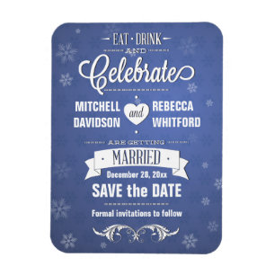 Essen und feiern Winterblau Save the Date Magnet