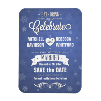 Essen und feiern Winterblau Save the Date Magnet