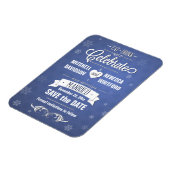 Essen und feiern Winterblau Save the Date Magnet (Linke Seite)