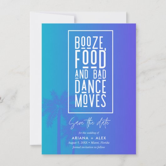 Essen und schlechte Hochzeit steigern Save The Date (Vorderseite)