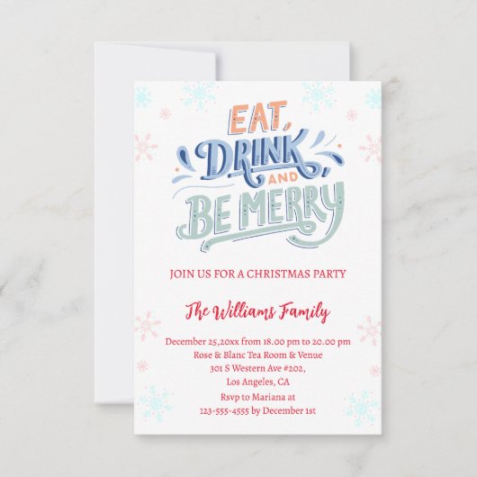 Essen und trinken & geil Weihnachten Party Einladu Einladung (Vorderseite)