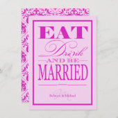 Essen und Verheiratet sein - Modernes Rosa & Lila Einladung (Vorne/Hinten)