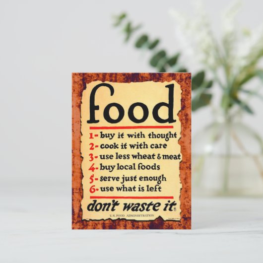 Essen, verschwenden Sie es nicht Postkarte (Stehend Vorderseite)