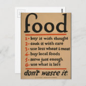 Essen, verschwenden Sie es nicht - Vintages Kriegs Postkarte (Vorne/Hinten)