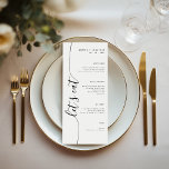 Essen wir ein elegantes Menü mit vertikaler Schrif Menükarte<br><div class="desc">Einzigartiges Hochzeitsmenü mit elegantem Kalligrafieschrift,  das eine Touch von Eleganz und Klasse verleiht und somit die perfekte Wahl für jedes Hochzeitsthema ist.</div>