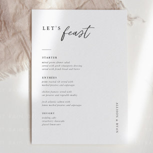 Essen wir Minimalistische Hochzeitskarten Menükarte