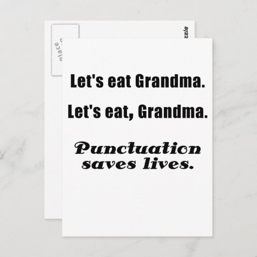 Essen wir Oma-Satzzeichen Rette Leben Postkarte (Vorne/Hinten)