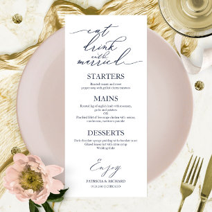 Essen wir schicke Script Wedding Menu Card für Pla Menükarte