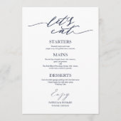 Essen wir schicke Script Wedding Menu Card für Pla Menükarte (Vorderseite)