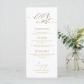 Essen wir schicke Script Wedding Menu Card für Pla Menükarte (Stehend Vorderseite)