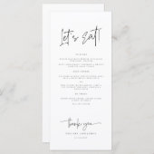 Essen wir Whimsikkalligraphie Moderne Hochzeit Menükarte (Vorne/Hinten)