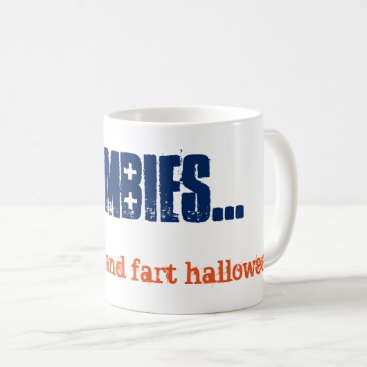 Essen Zombies und Furz Halloween Emo Goth Blue Kaffeetasse (VorderseiteRechts)