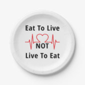 Essen zum Leben, nicht zum Essen Pappteller (Vorderseite)