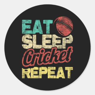 Essend Schlaf Cricket Wiederholung - Cricketmesser Runder Aufkleber