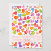 Essende Drinks & Liebe Herzen Wasserfarben Party Einladung (Rückseite)