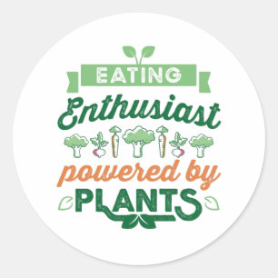 EssenEnthusiasten mit Pflanze Veganes Geschenk Runder Aufkleber