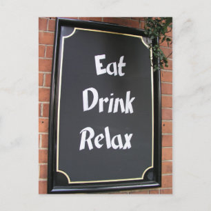 Essens Drink Relax Food-Zeichen Postkarte