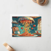 Essens Einladung, Nudelgericht mit Tomatensoße Mitteilungskarte (Vorderseite/Rückseite Beispiel)