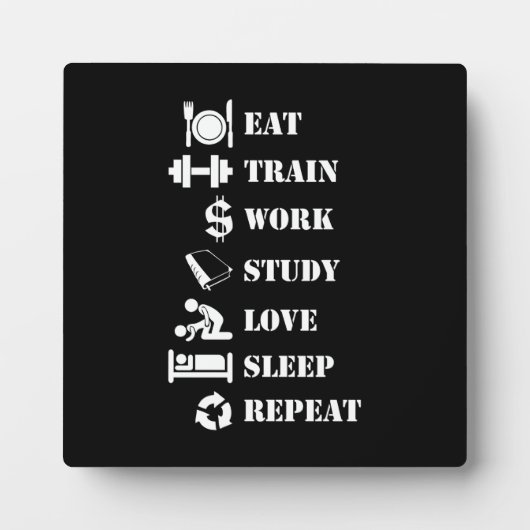 Essens Train Work Study Liebe Sleep Repeat - Alpha Fotoplatte (Vorderseite)