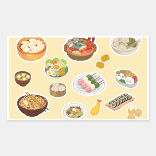 Essensaufkleber asiatisches Food-Thema Rechteckiger Aufkleber