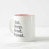 Essenschlafen lesen Wiederholkaffee Tasse für Buch (Vorderseite Links)