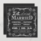 Essensgetränk ist Verheiratet Square Wedding Einla Einladung (Vorne/Hinten)