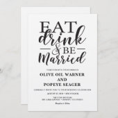 Essensgetränk und Verheiratete Hochzeitseinladung Einladung (Vorne/Hinten)