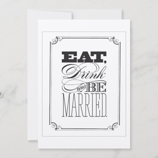 Essensgetränk und Verheiratete Hochzeitseinladung Einladung (Vorderseite)