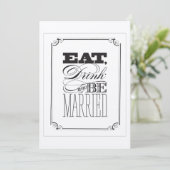 Essensgetränk und Verheiratete Hochzeitseinladung Einladung (Stehend Vorderseite)