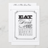 Essensgetränk und Verheiratete Hochzeitseinladung Einladung (Vorne/Hinten)