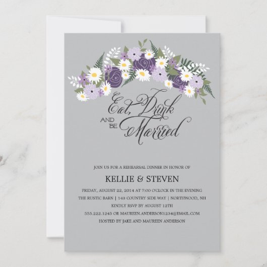 Essensgetränk und Verheirateter Blumenreath Einladung (Vorderseite)