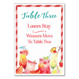 Essensgetränke Tischkarte Drei Bunco Tischnummer