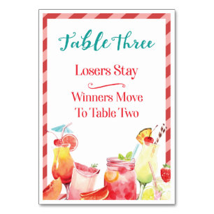 Essensgetränke Tischkarte Drei Bunco Tischnummer