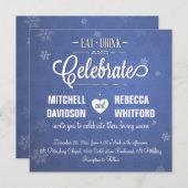 Essensgetränke und feierlicher Blauer Winter Einladung (Vorne/Hinten)