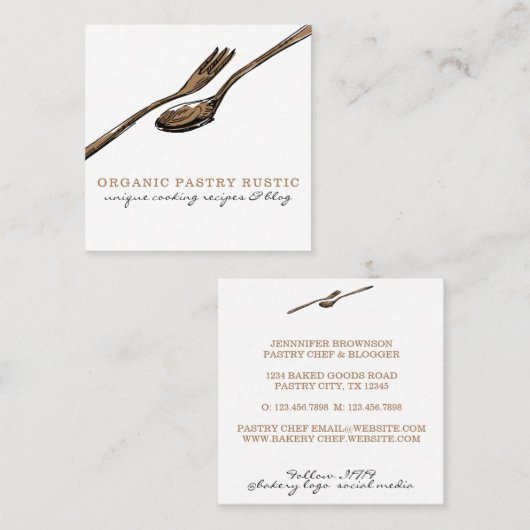 Essenslöffel Utensil Koch Quadratische Visitenkarte (Vorne/Hinten)