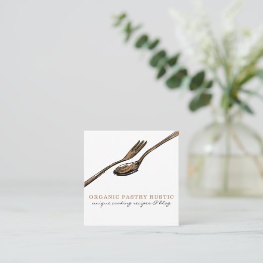 Essenslöffel Utensil Koch Quadratische Visitenkarte (Stehend Vorderseite)