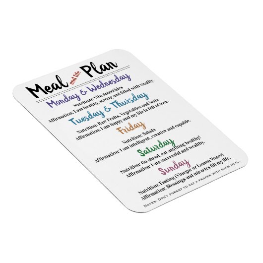 Essensplan mit Bekräftigung Magnet (Rechte Seite)