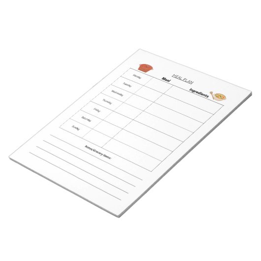 Essensplan Wochenblatt Notepad Notizblock (angewinkelt)