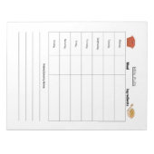Essensplan Wochenblatt Notepad Notizblock (Vorderseite)
