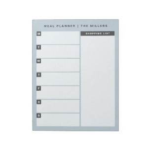 Essensplaner Notepad   Blau Notizblock