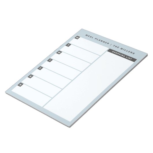 Essensplaner Notepad | Blau Notizblock (angewinkelt)