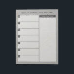 Essensplaner Notepad | Grau Notizblock<br><div class="desc">Personalisieren Sie dieses Notizblock mit Ihrem Präferenztitel,  um einen individuellen wöchentlichen Essenplaner oder Projektplaner zu erstellen. Das graue Design zeichnet sich durch ein modernes und einfaches Design aus,  das viel Platz zum Schreiben bietet. Die Räumlichkeiten für jeden Wochentag ermöglichen es Ihnen,  Ihre Mahlzeiten und Ihre wöchentliche Einkaufsliste zu planen.</div>