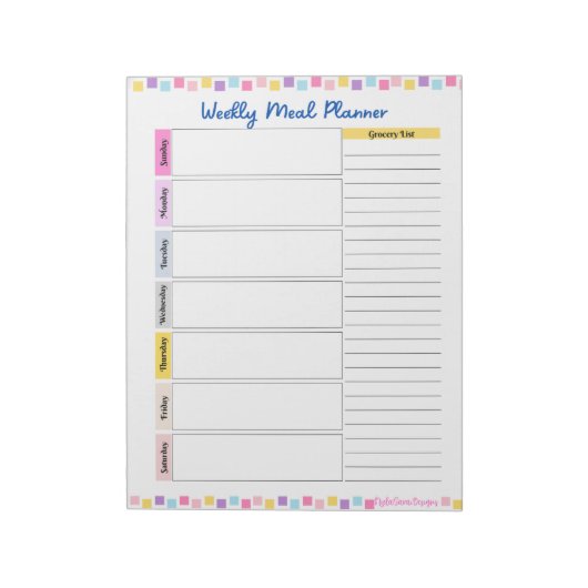 Essensplaner Notepad Notizblock (Rotiert)